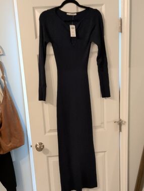 Abercrombie & Fitch Navy Long-Sleeve Knit Maxi Dress